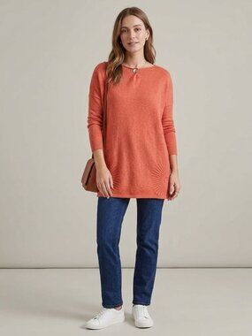 NWT M&G Long Warm Pullover Sweater Tunic Salmon Coral Knit Pockets Size M-L